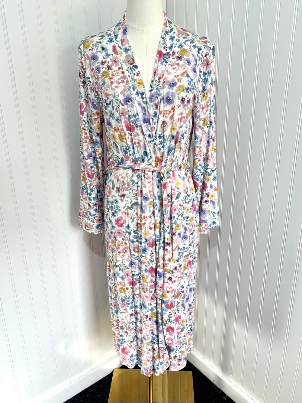 Little Sleepies Tiny Blooms Bamboo Robe Watercolor Floral Wrap Robe Size Small